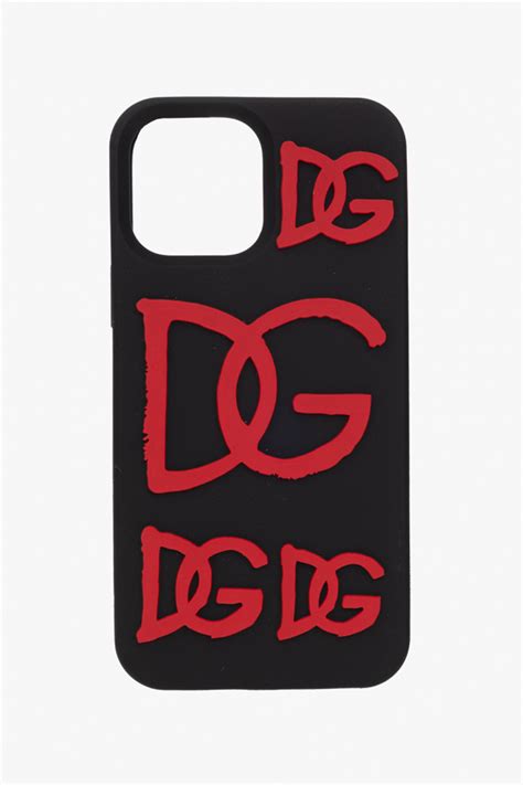 Dolce & Gabbana Iphone 13 Pro Max Leather Case In Black.